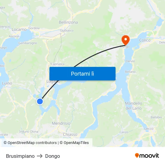 Brusimpiano to Dongo map