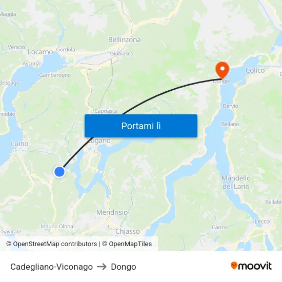 Cadegliano-Viconago to Dongo map