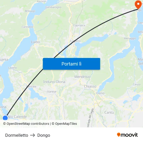 Dormelletto to Dongo map
