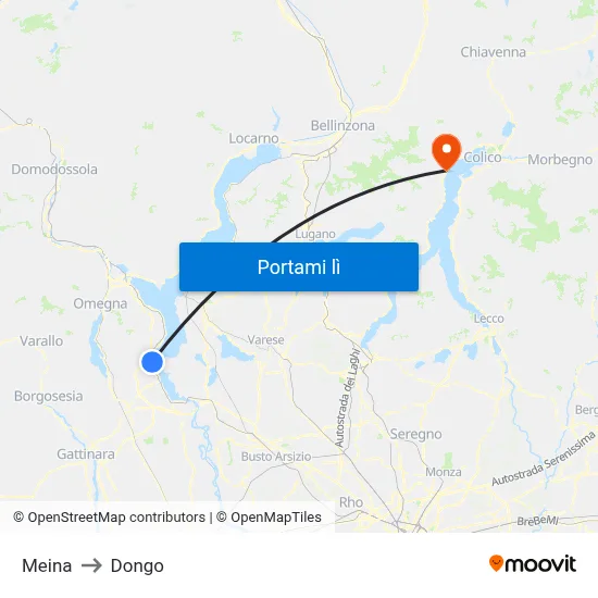 Meina to Dongo map