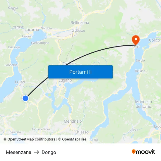 Mesenzana to Dongo map