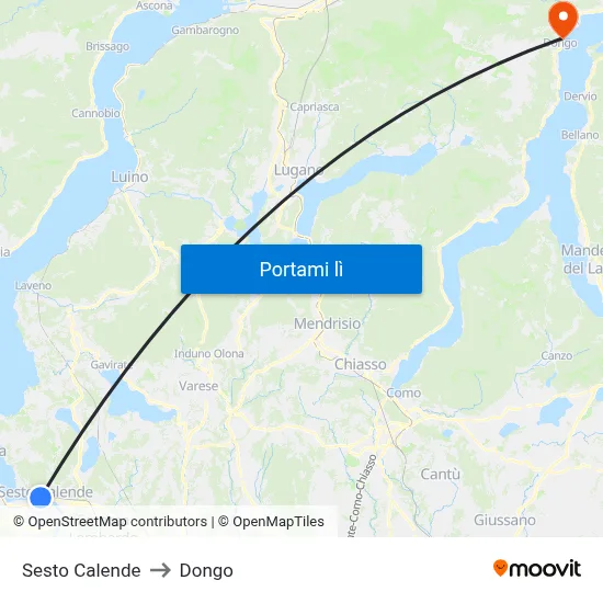 Sesto Calende to Dongo map