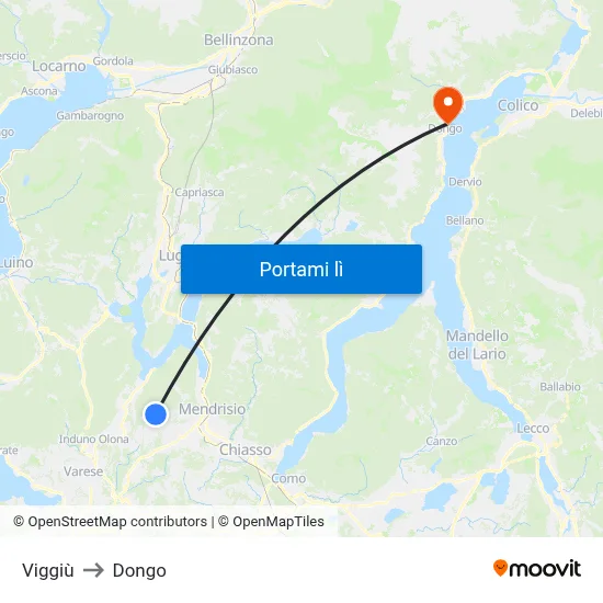 Viggiù to Dongo map