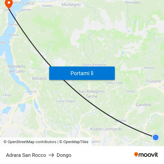 Adrara San Rocco to Dongo map