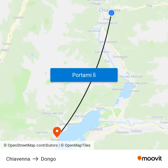 Chiavenna to Dongo map