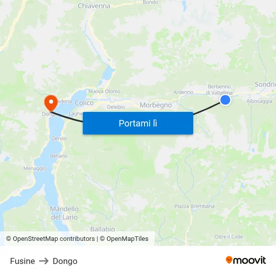 Fusine to Dongo map