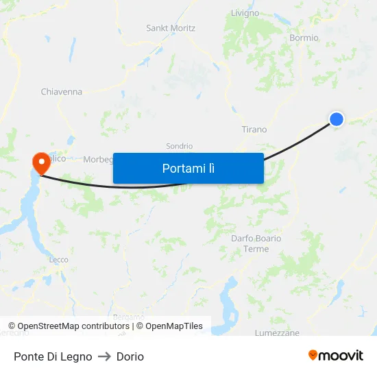 Ponte Di Legno to Dorio map