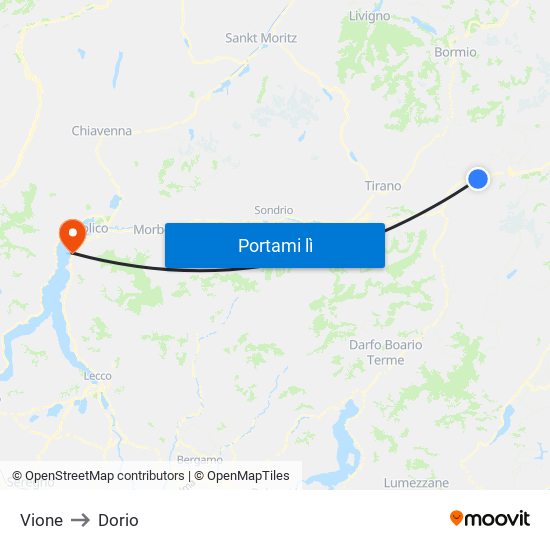 Vione to Dorio map