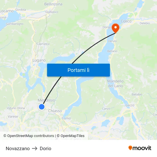 Novazzano to Dorio map
