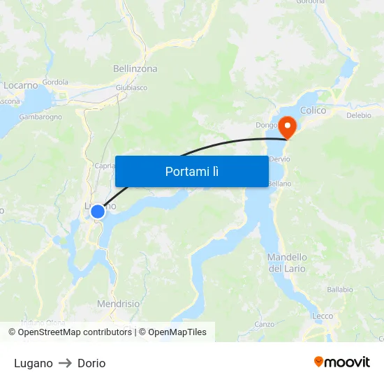 Lugano to Dorio map