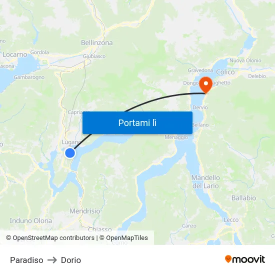Paradiso to Dorio map