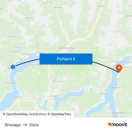 Brissago to Dorio map