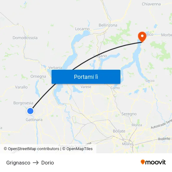 Grignasco to Dorio map
