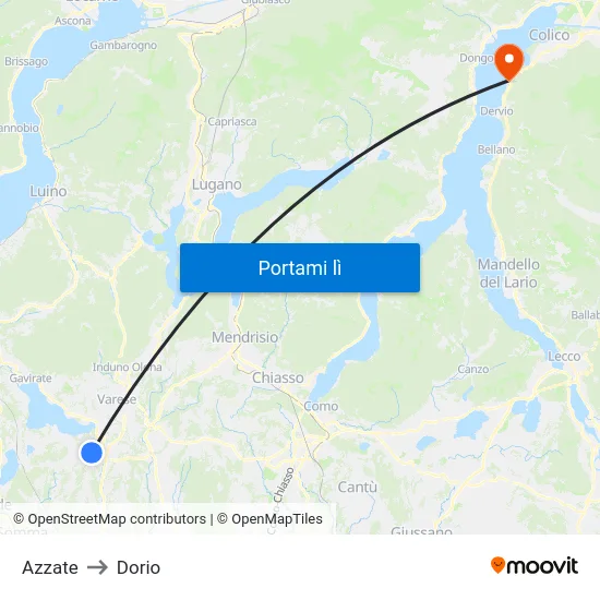 Azzate to Dorio map
