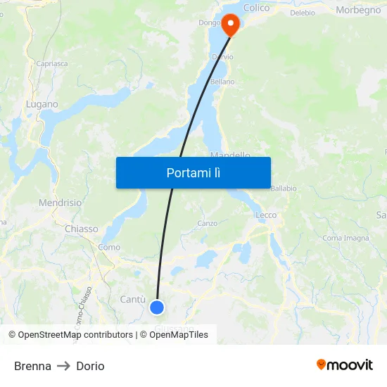 Brenna to Dorio map