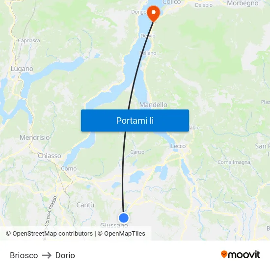 Briosco to Dorio map