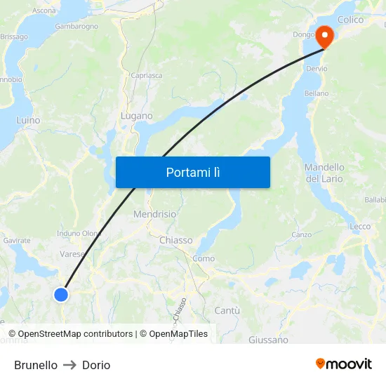 Brunello to Dorio map