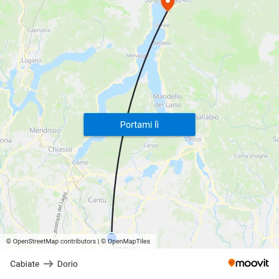 Cabiate to Dorio map