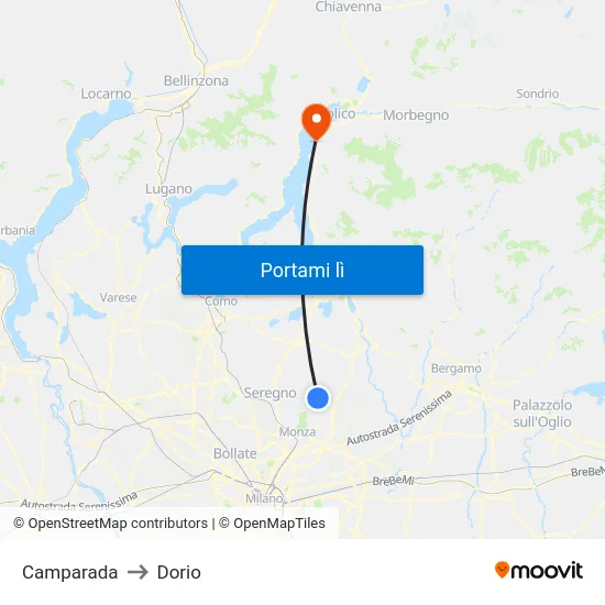Camparada to Dorio map