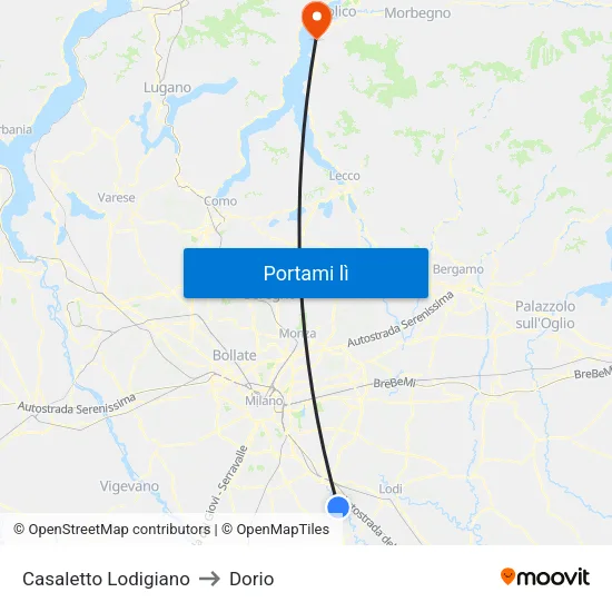 Casaletto Lodigiano to Dorio map