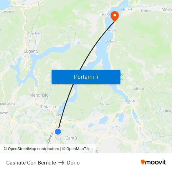 Casnate Con Bernate to Dorio map