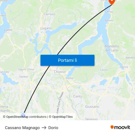 Cassano Magnago to Dorio map