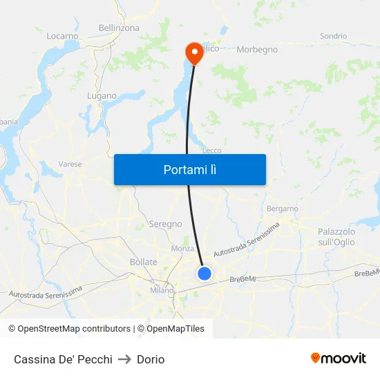 Cassina De' Pecchi to Dorio map