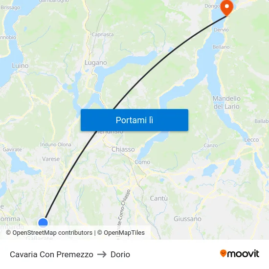 Cavaria Con Premezzo to Dorio map