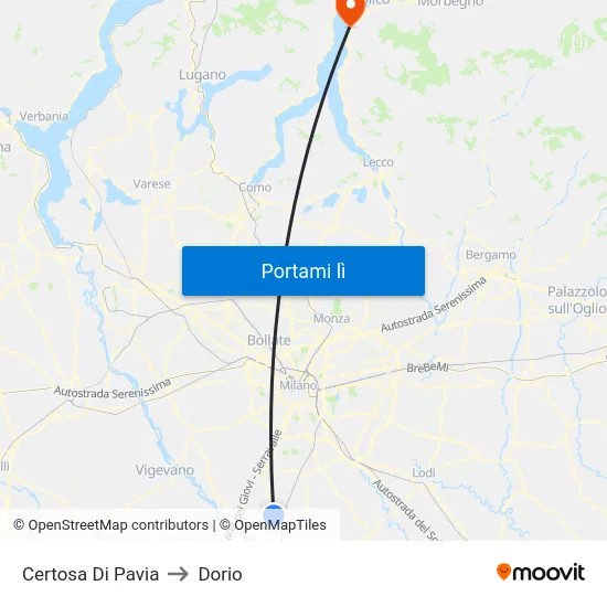 Certosa Di Pavia to Dorio map