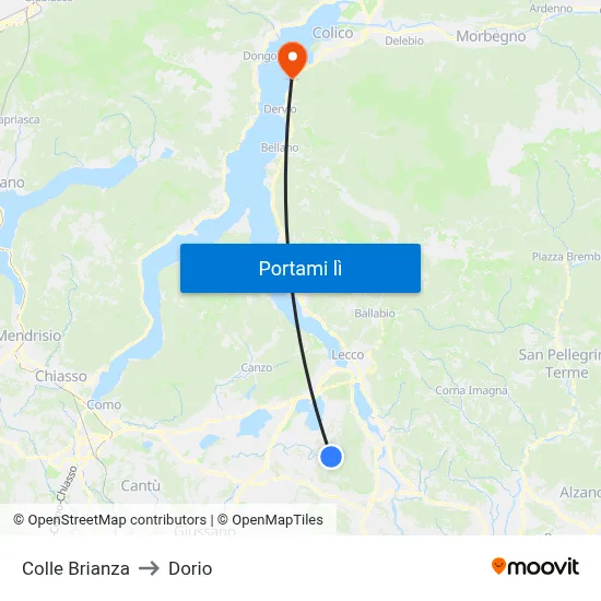 Colle Brianza to Dorio map