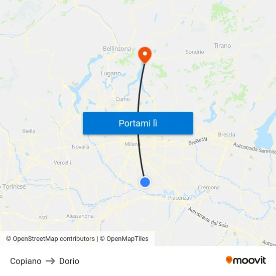 Copiano to Dorio map