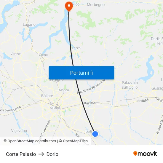 Corte Palasio to Dorio map
