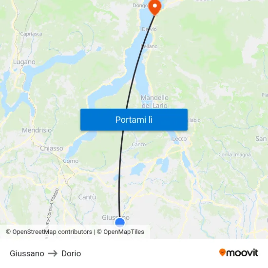 Giussano to Dorio map