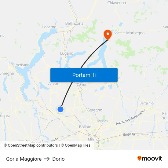 Gorla Maggiore to Dorio map