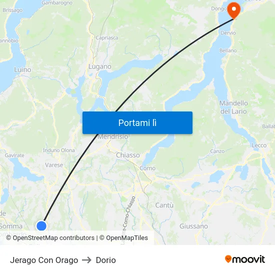 Jerago Con Orago to Dorio map