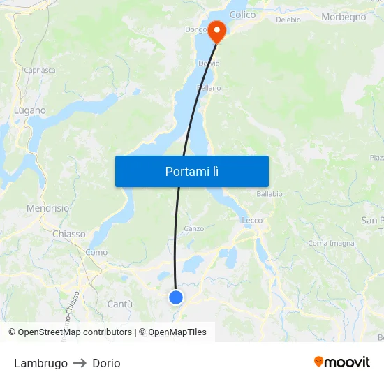 Lambrugo to Dorio map