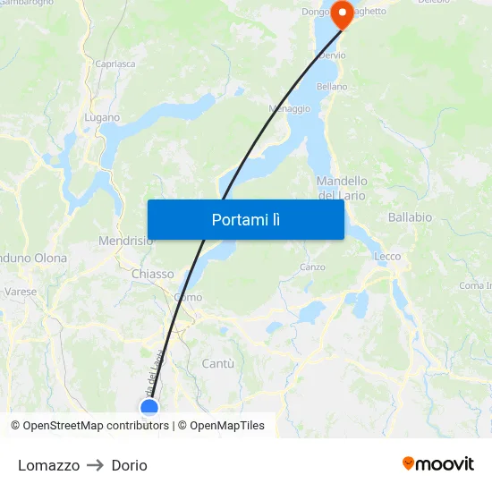 Lomazzo to Dorio map