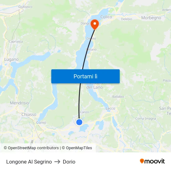 Longone Al Segrino to Dorio map