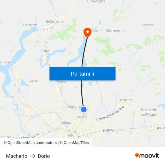 Macherio to Dorio map