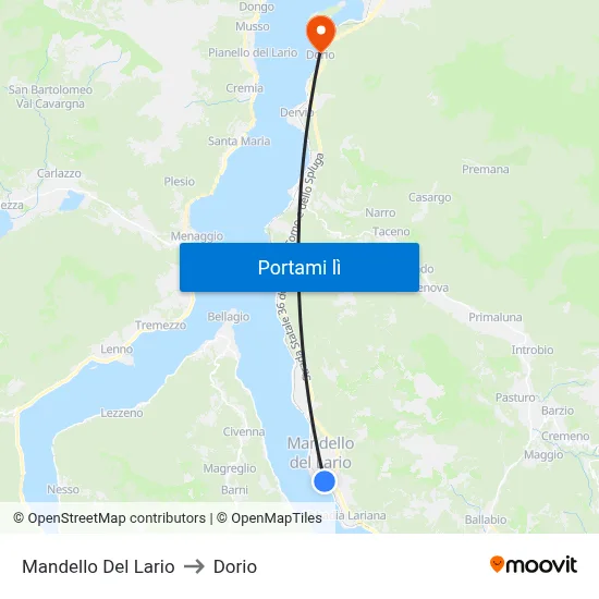 Mandello Del Lario to Dorio map