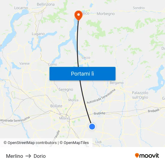 Merlino to Dorio map