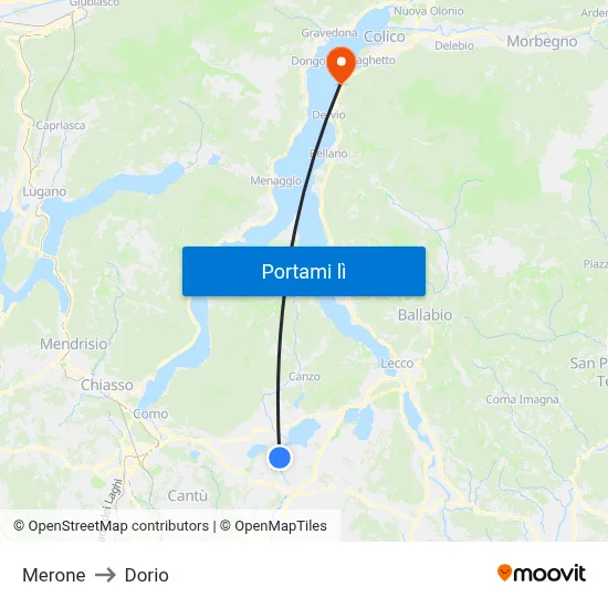 Merone to Dorio map