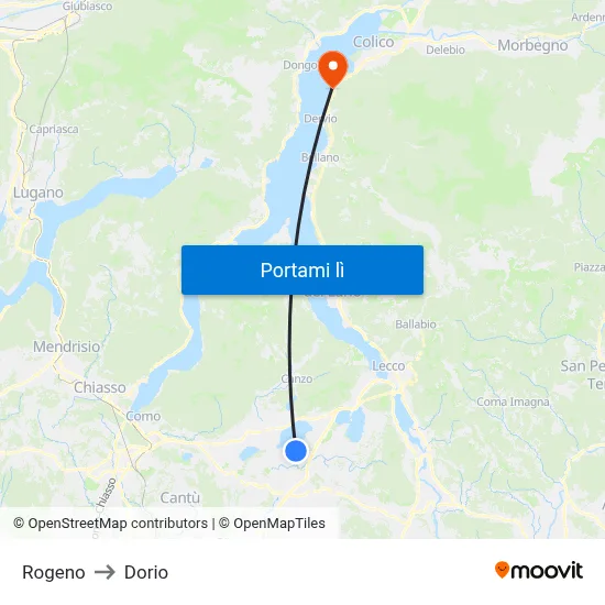 Rogeno to Dorio map