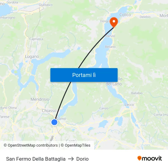 San Fermo Della Battaglia to Dorio map