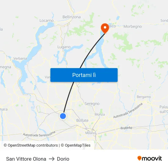 San Vittore Olona to Dorio map