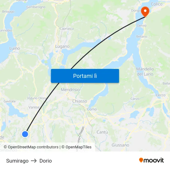 Sumirago to Dorio map