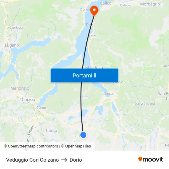 Veduggio Con Colzano to Dorio map