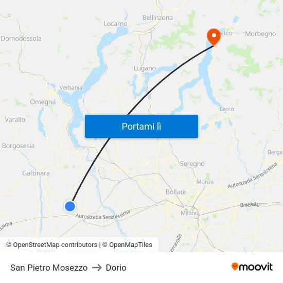 San Pietro Mosezzo to Dorio map