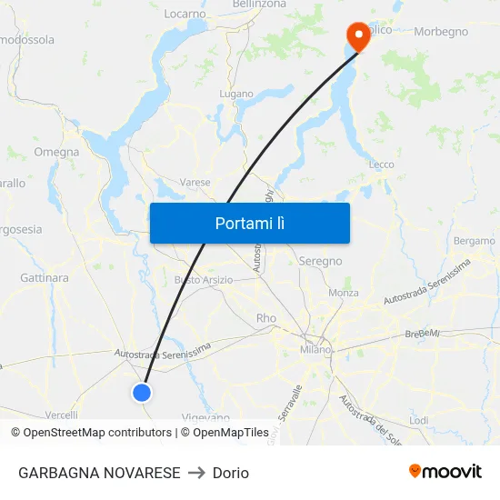 GARBAGNA NOVARESE to Dorio map