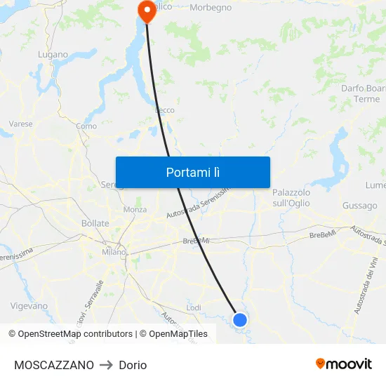MOSCAZZANO to Dorio map